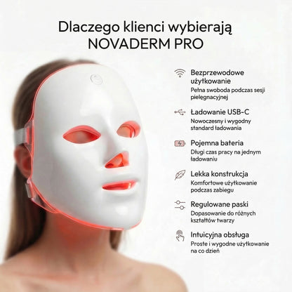 NOVADERM PRO – maska LED do terapii światłem na trądzik i zmarszczki